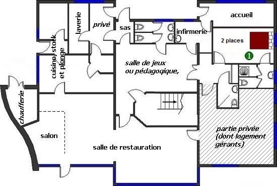 plan du rez de chaussée du gîte du Velay